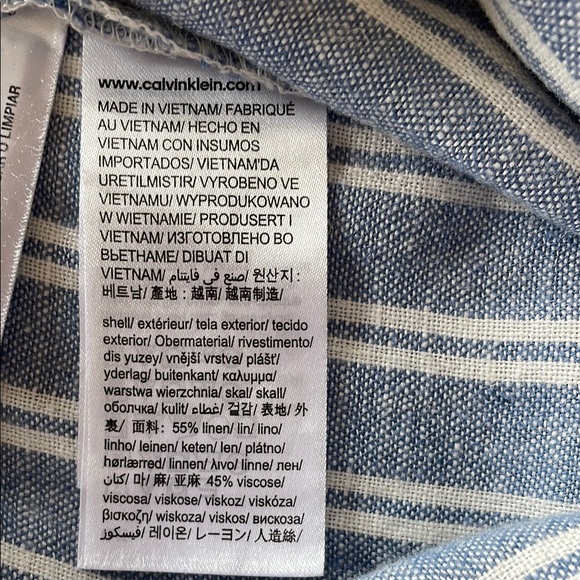 Calvin Klein Striped Blue and White Wide-Leg Pants - Picture 4 of 7